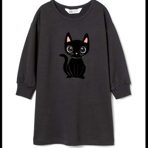 H&M BLACK CAT GIRLS SWEAT-DRESS. GREAT FOR HALLOWEEN
